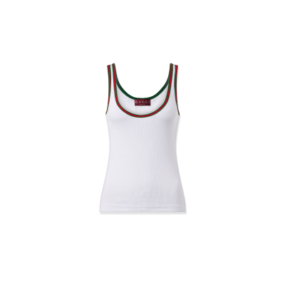 GUCCI RIBBED KNIT COTTON TANK VEST